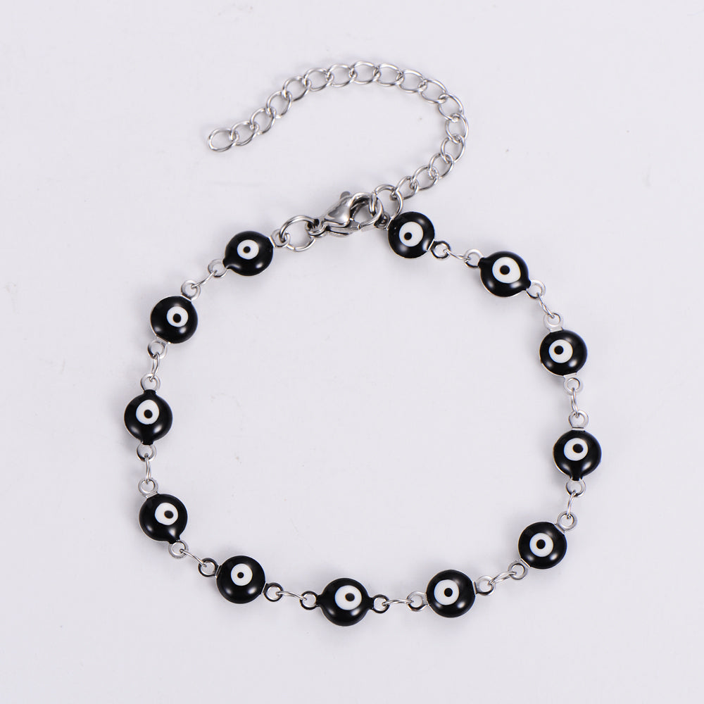 Evil Eye Multicolor Stainless Steel Beaded Bracelet for Women