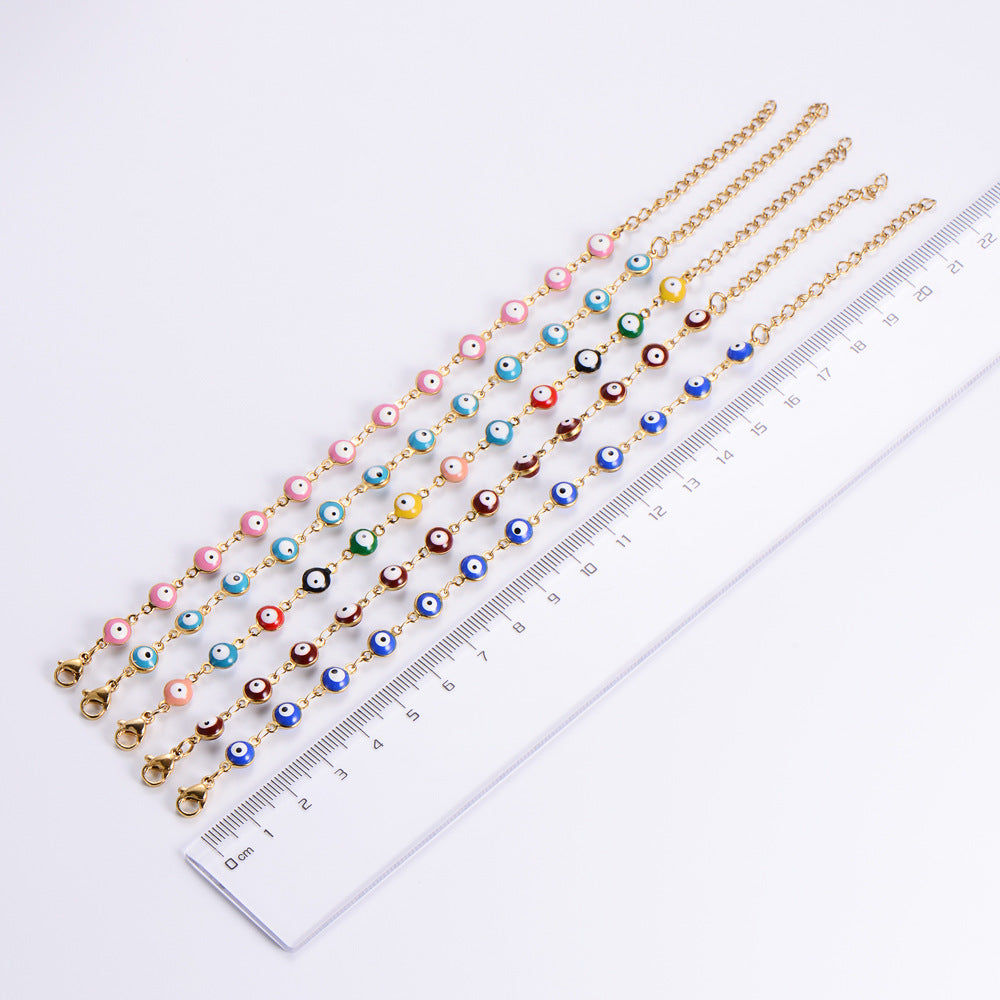 Evil Eye Multicolor Stainless Steel Beaded Bracelet for Women