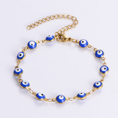 Evil Eye Multicolor Stainless Steel Beaded Bracelet for Women