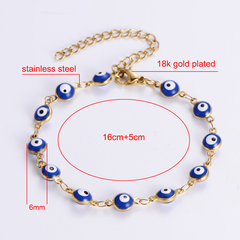 Evil Eye Multicolor Stainless Steel Beaded Bracelet for Women