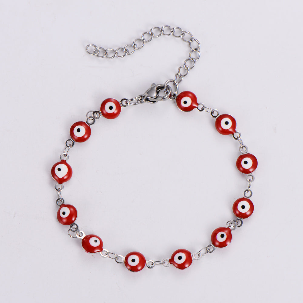Evil Eye Multicolor Stainless Steel Beaded Bracelet for Women