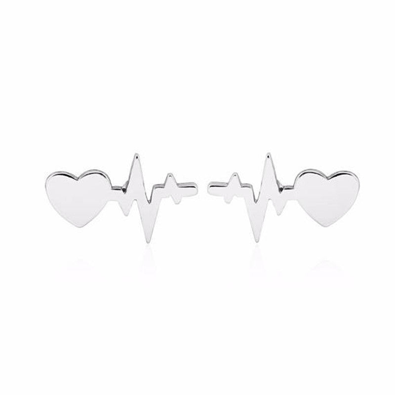 ECG Heartbeat Lightning Stud Earrings - Trendy Fashion Jewelry