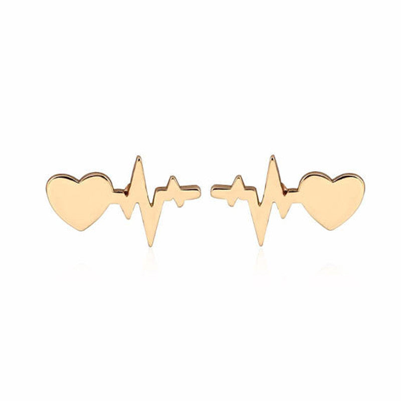 ECG Heartbeat Lightning Stud Earrings - Trendy Fashion Jewelry