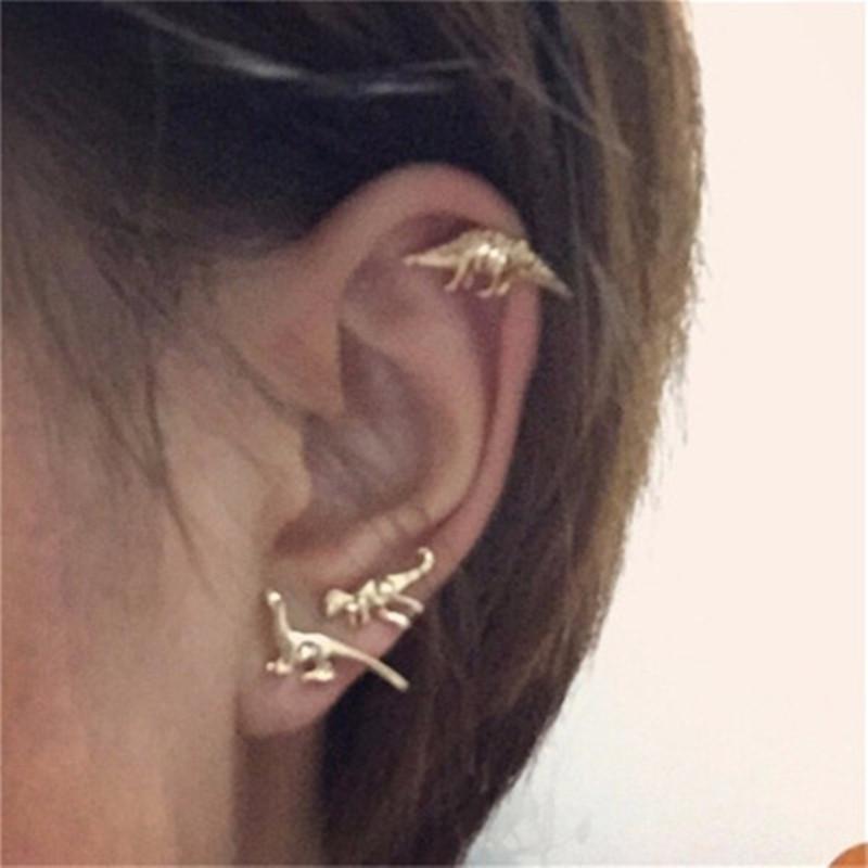Gold Plated Silver Dinosaur Stud Earrings
