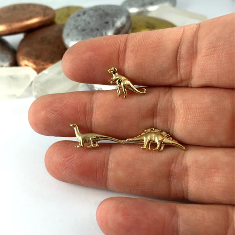 Gold Plated Silver Dinosaur Stud Earrings