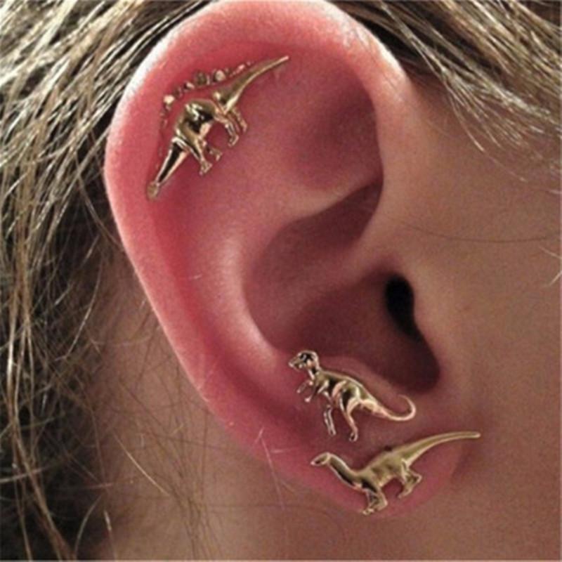 Gold Plated Silver Dinosaur Stud Earrings