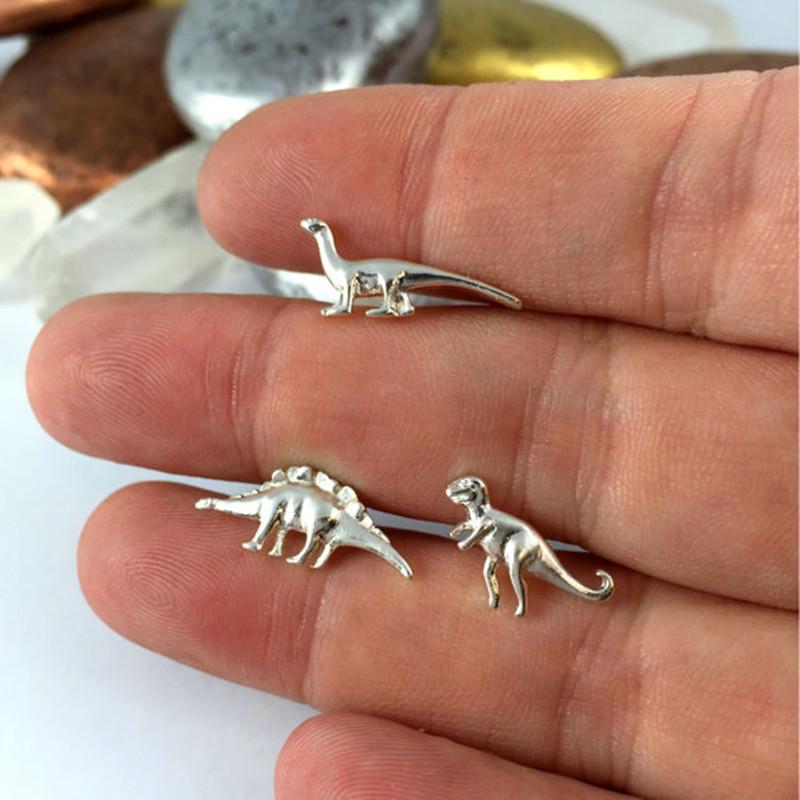 Gold Plated Silver Dinosaur Stud Earrings