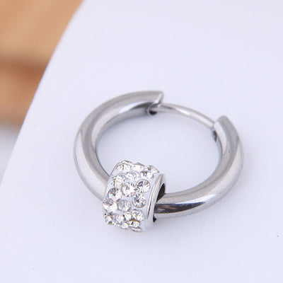 Men's Titanium Steel Diamond Hoop Earrings - Trendy Minimalist Design