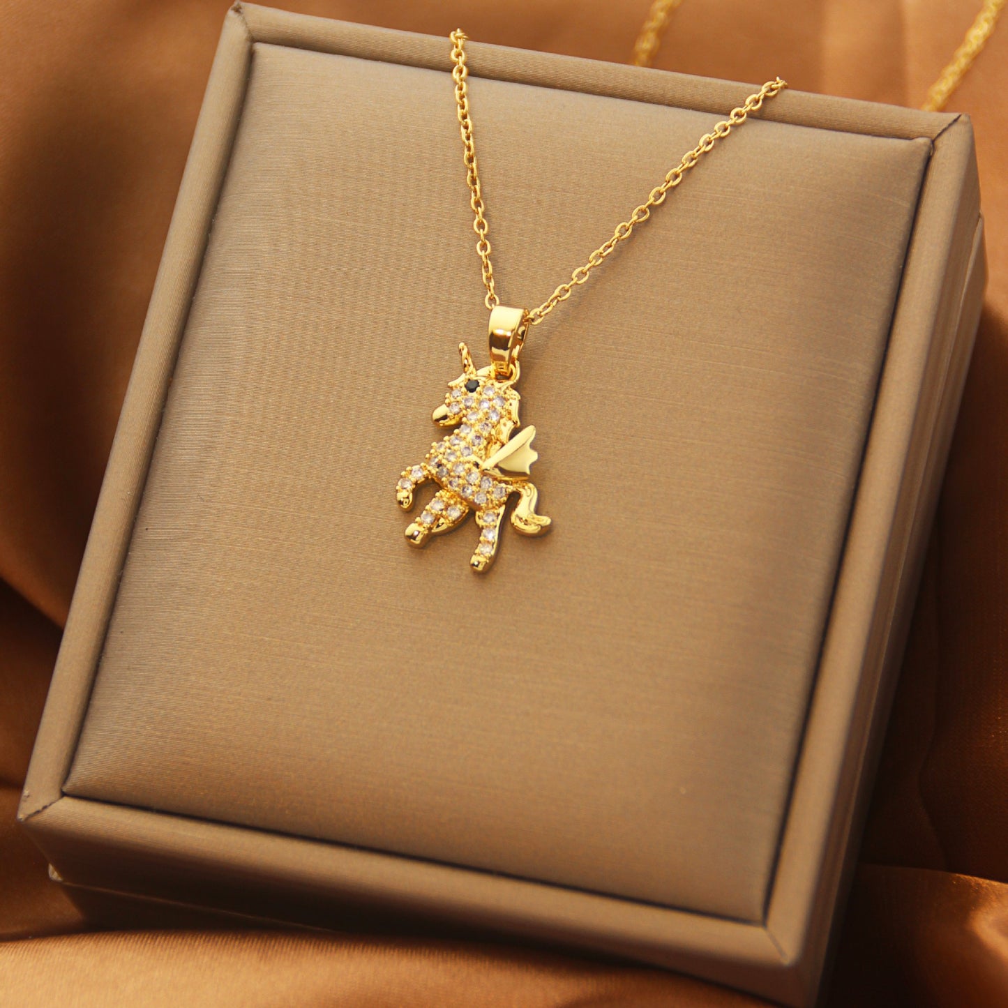 Elegant Maple Leaf Heart Titanium Steel Zircon Cross Pendant Necklace