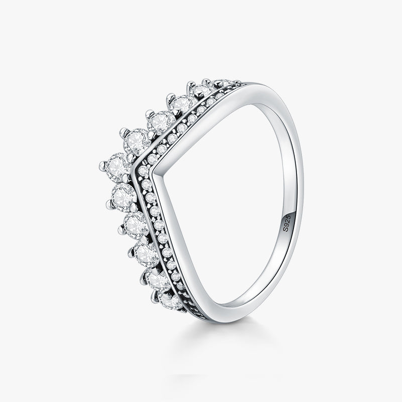 Elegant Geometric Arrow Zircon Inlay Sterling Silver Ring
