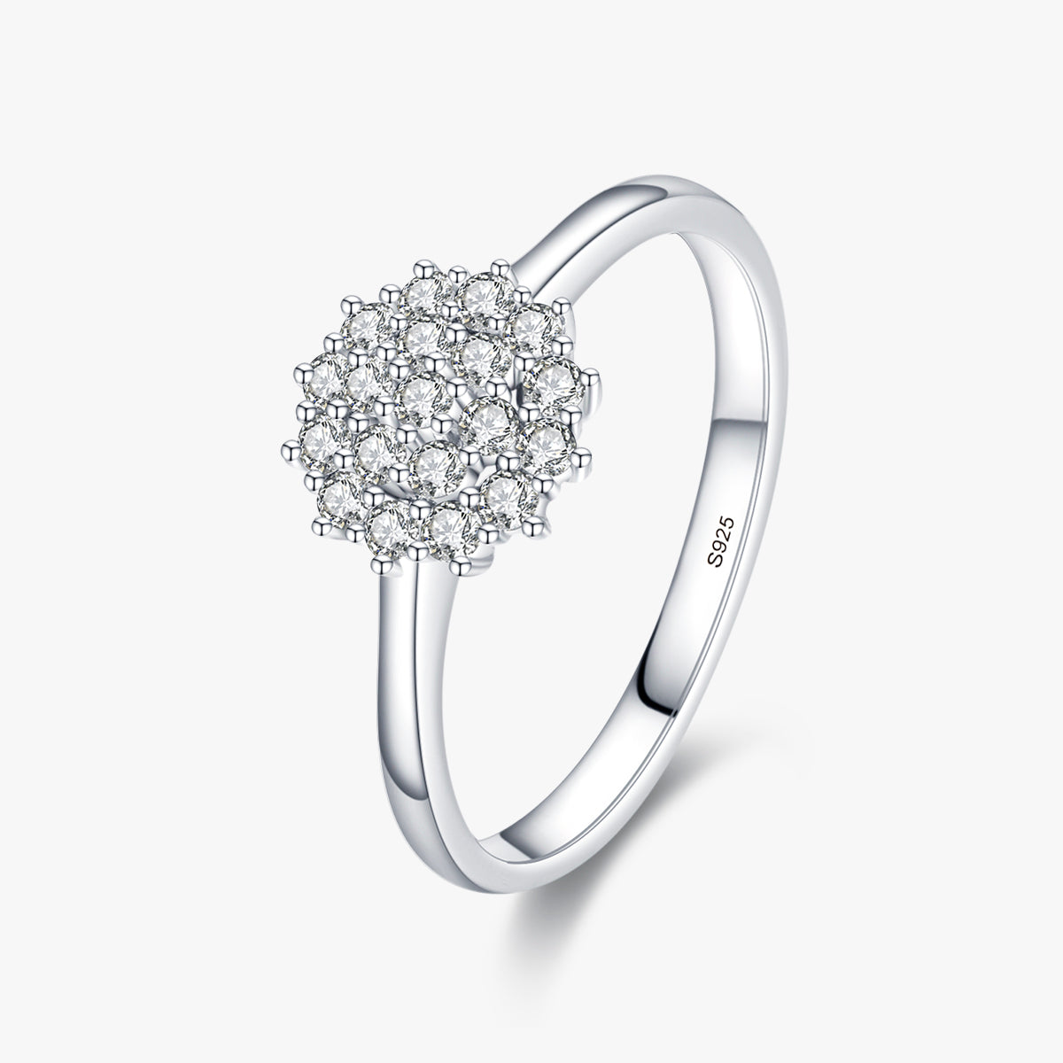 Elegant Zircon Inlay Rhodium Plated S925 Minimalist Ring