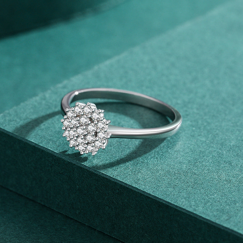 Elegant Zircon Inlay Rhodium Plated S925 Minimalist Ring