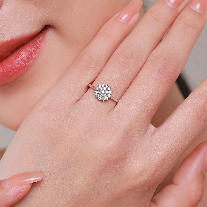 Elegant Zircon Inlay Rhodium Plated S925 Minimalist Ring