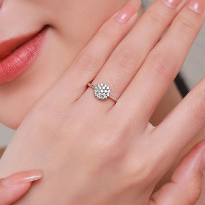 Elegant Zircon Inlay Rhodium Plated S925 Minimalist Ring