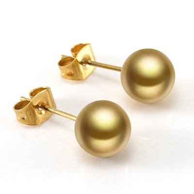 Elegant Geometric Stainless Steel Pearl and Zircon Stud Earrings