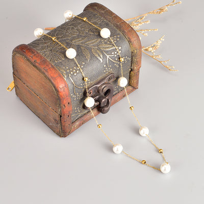 Elegant Geometric Stainless Steel Choker with Glass and Artificial Pearls