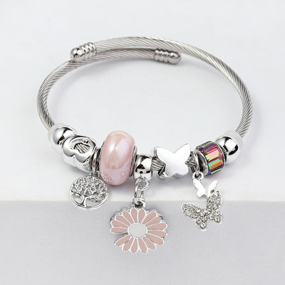 Elegant Heart Butterfly Stainless Steel Bangle 2023 Fashion Wholesale