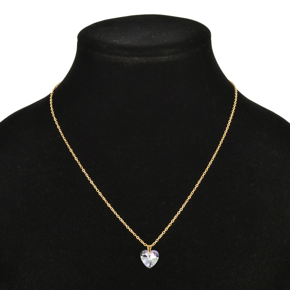 Elegant Heart-Shaped Zircon Stainless Steel Pendant Necklace