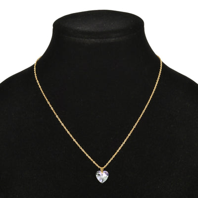 Elegant Heart-Shaped Zircon Stainless Steel Pendant Necklace