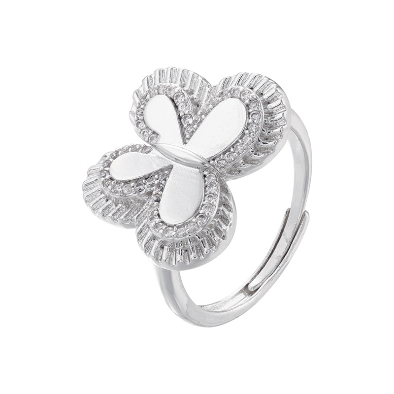 Elegant Luxurious Snake Butterfly Zircon 18K Gold Plated Adjustable Open Rings