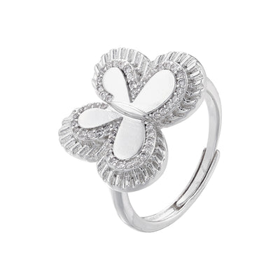Elegant Luxurious Snake Butterfly Zircon 18K Gold Plated Adjustable Open Rings