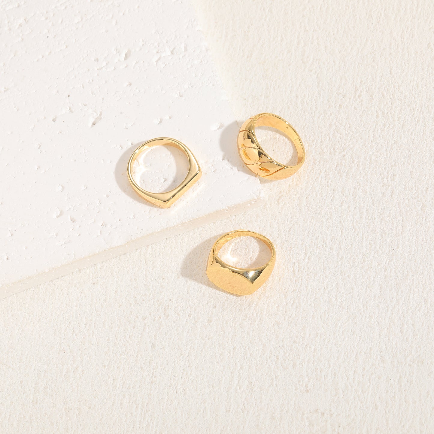 Elegant Geometric 14K Gold Plated Open Rings