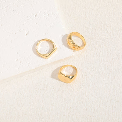 Elegant Geometric 14K Gold Plated Open Rings