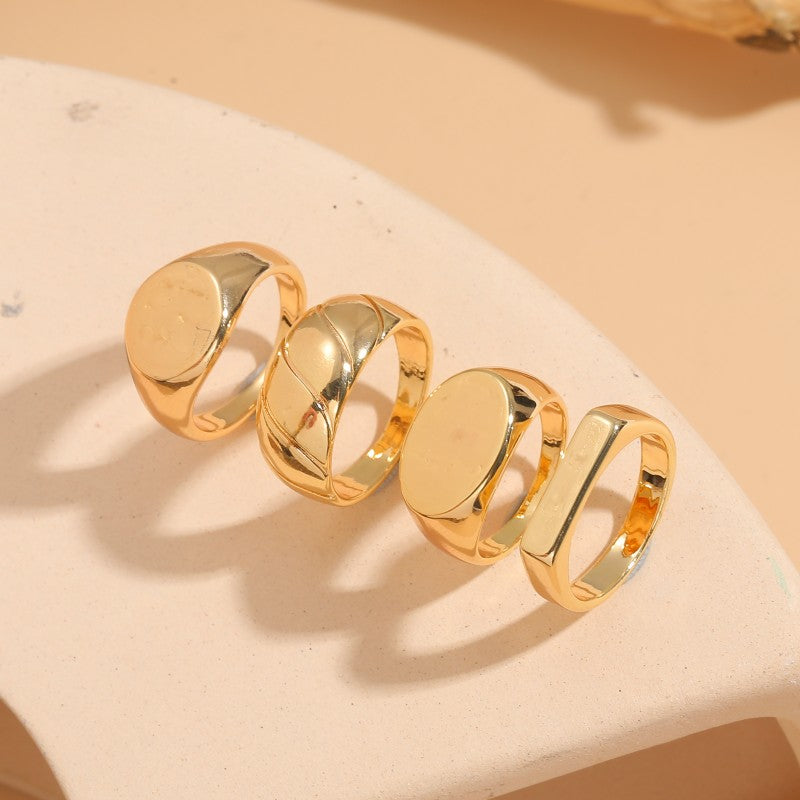 Elegant Geometric 14K Gold Plated Open Rings
