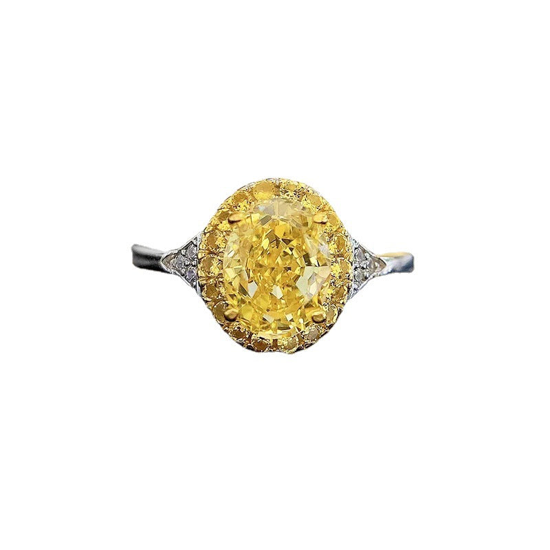 Elegant Geometric High Carbon Diamond Open Ring in 925 Silver