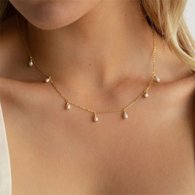 Elegant Waterdrop Pearl Stainless Steel Choker Necklace