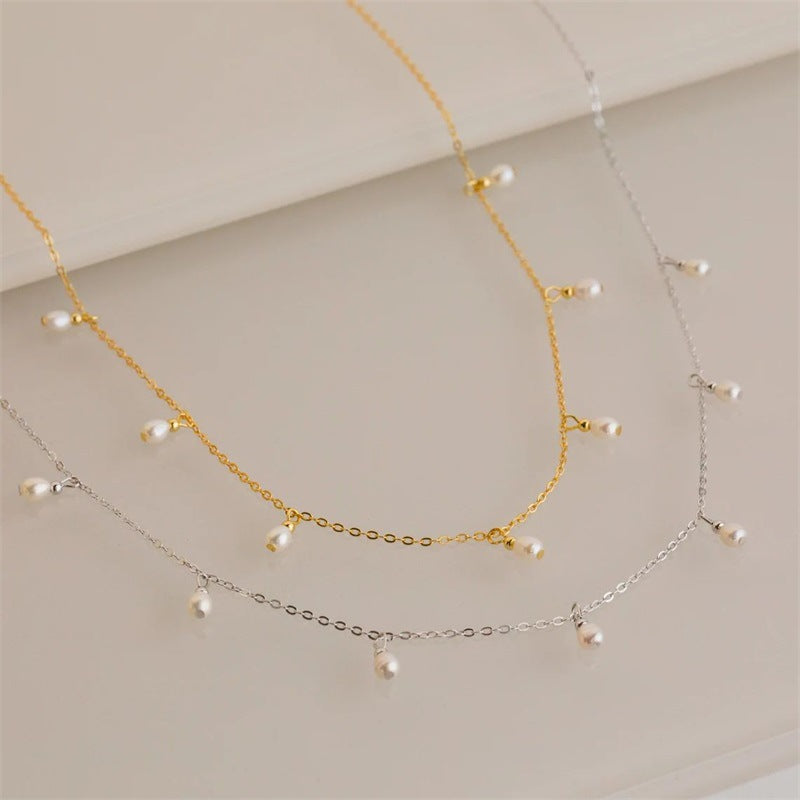 Elegant Waterdrop Pearl Stainless Steel Choker Necklace