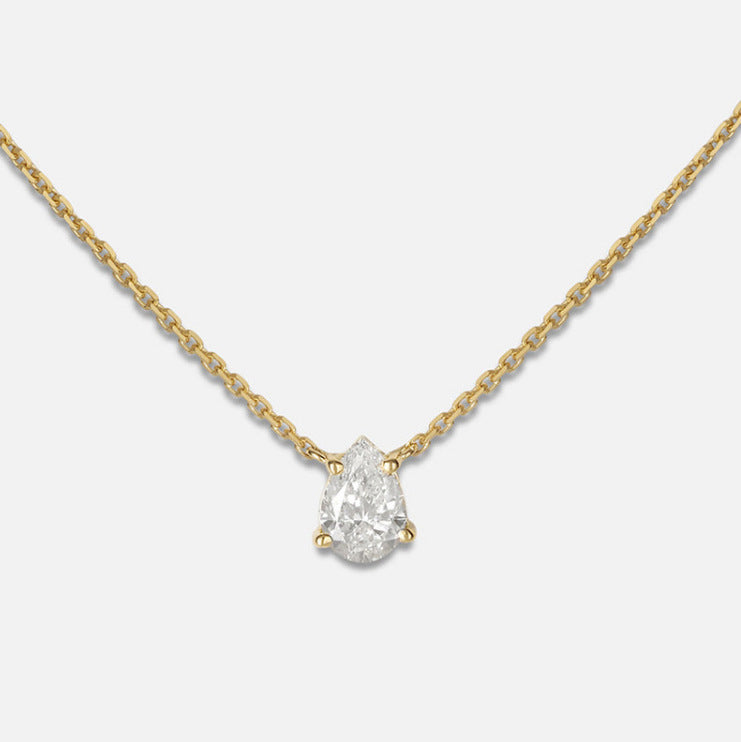 Elegant Water Droplet Titanium Steel Pendant Necklace with Artificial Rhinestones
