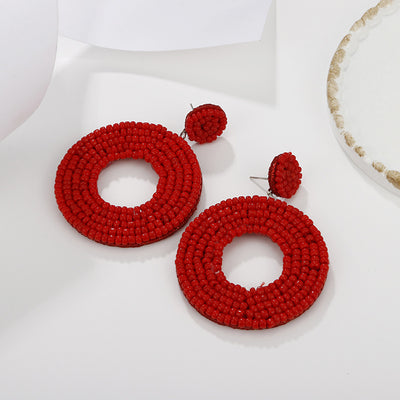 Ethnic Geometric Hollow Miyuki Beaded Handmade Earrings