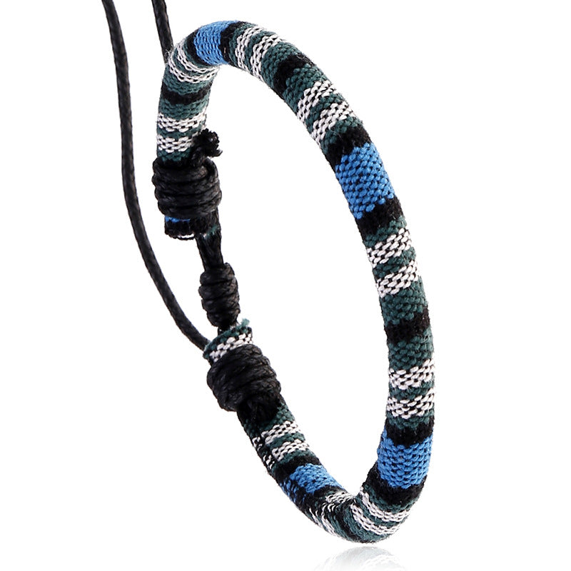 Ethnic Braided Colorful Adjustable Bracelet Set for Women and Men