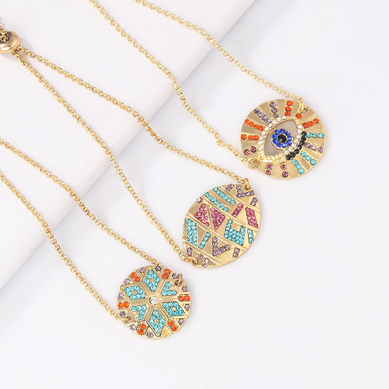 Ethnic Tribal Multicolor Gemstone Evil Eye Couple Bracelet