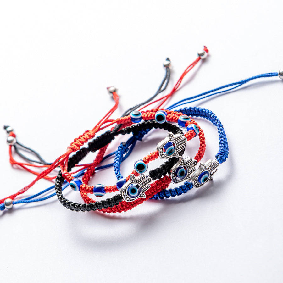 Ethnic Evil Eye Palm Cotton Thread Braided Unisex Bracelet