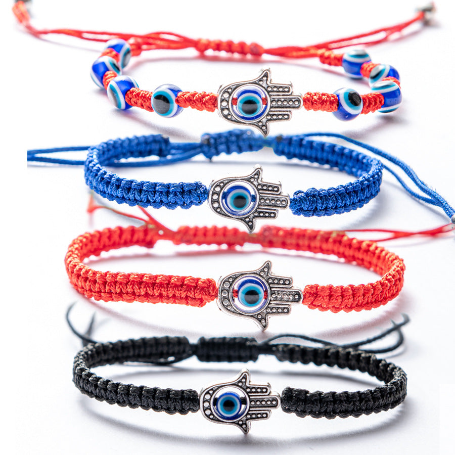 Ethnic Evil Eye Palm Cotton Thread Braided Unisex Bracelet