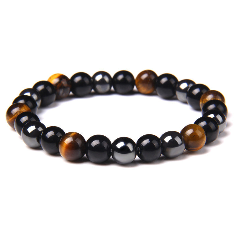 Ethnic Geometric Natural Stone Black Onyx Energy Beaded Unisex Bracelet 6/8/10mm