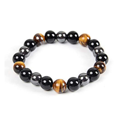 Ethnic Geometric Natural Stone Black Onyx Energy Beaded Unisex Bracelet 6/8/10mm
