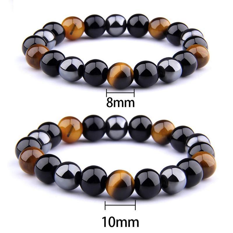 Ethnic Geometric Natural Stone Black Onyx Energy Beaded Unisex Bracelet 6/8/10mm