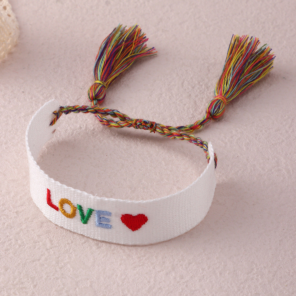 Ethnic Handmade Embroidery Tassel Braided Friendship Bracelet