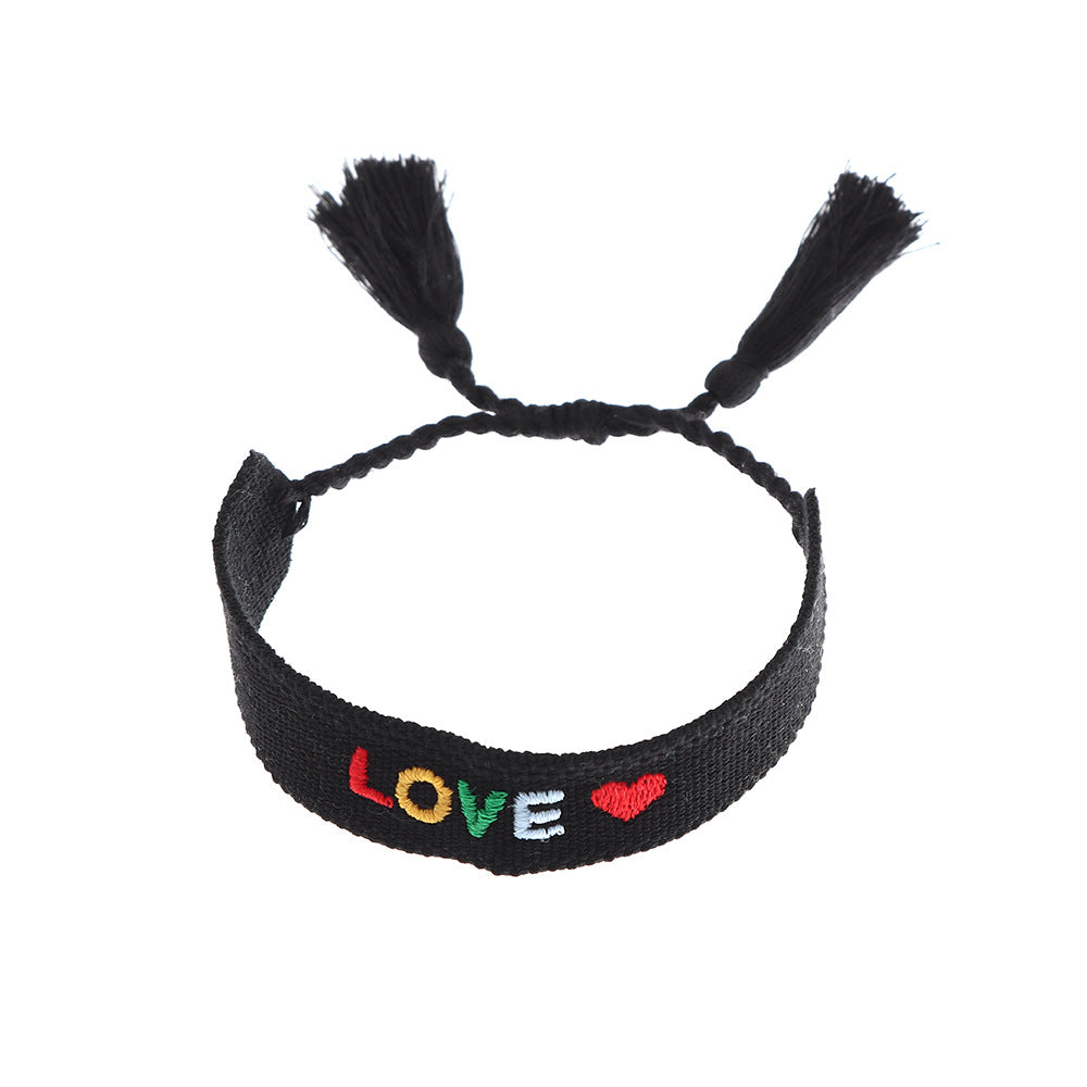 Ethnic Handmade Embroidery Tassel Braided Friendship Bracelet