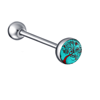 Ethnic Insect Design Stainless Steel Enamel Tongue Barbell