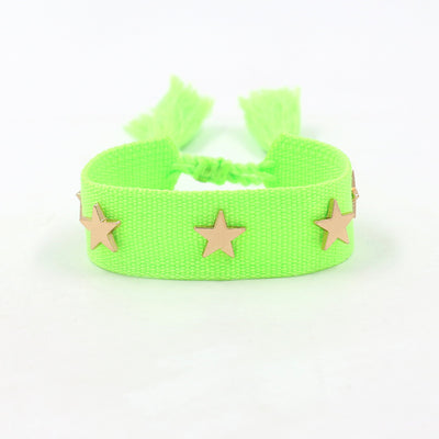 Ethnic Star Polyester Friendship Bracelets with Tassels and Multicolor Woven Bands