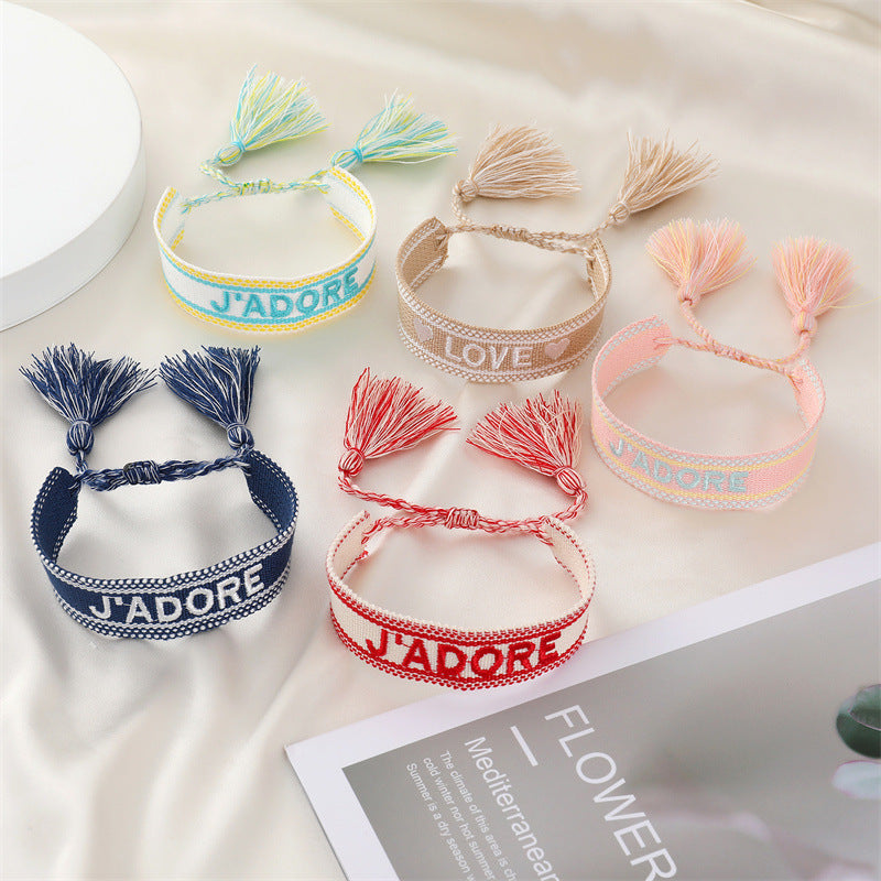 Ethnic Trend Handwoven Embroidery Tassel Bracelet