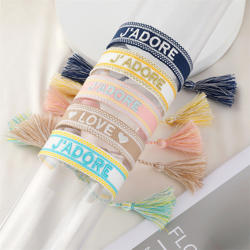Ethnic Trend Handwoven Embroidery Tassel Bracelet