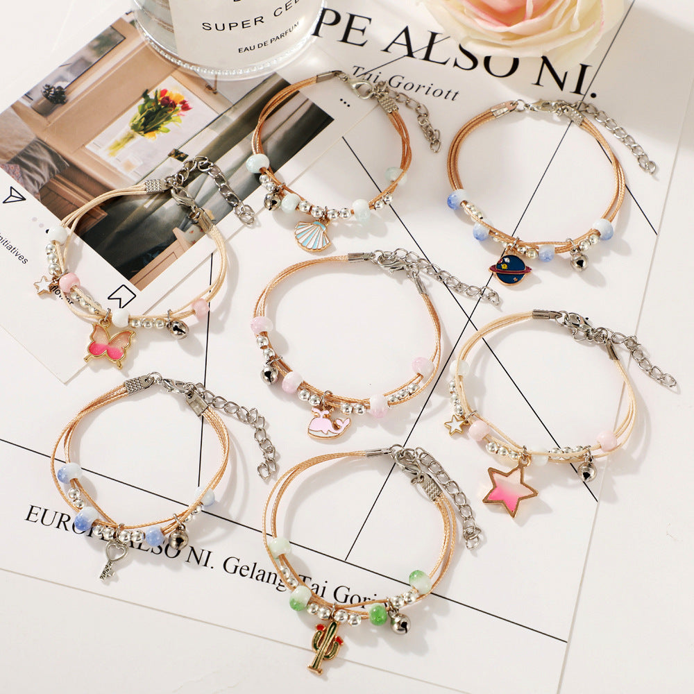 Ethnic Ceramic Beads Ice Cream Charm Bracelet