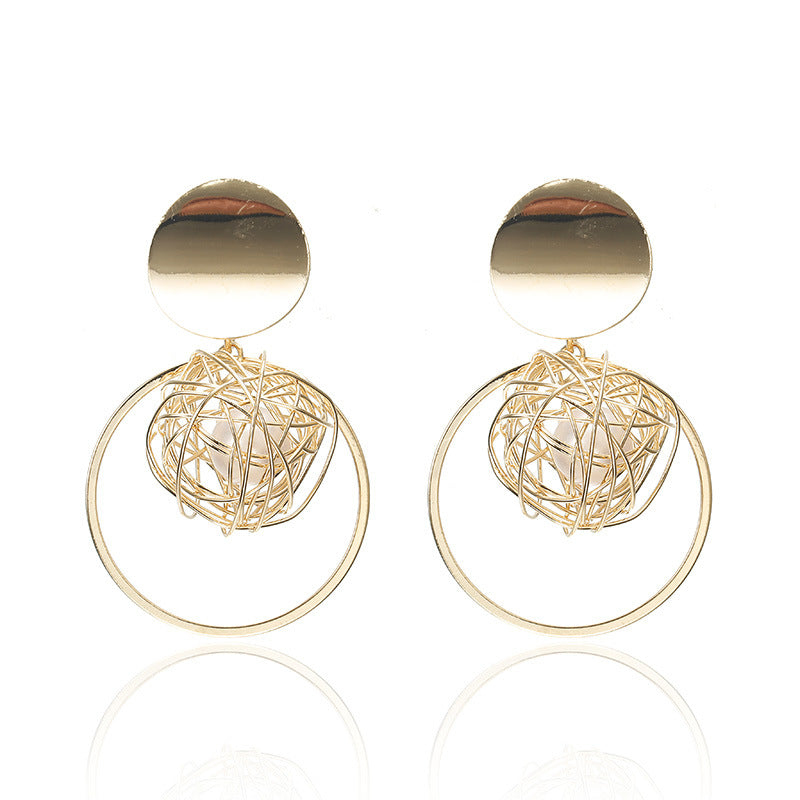 Retro Geometric Metal Circle Earrings Set for Women