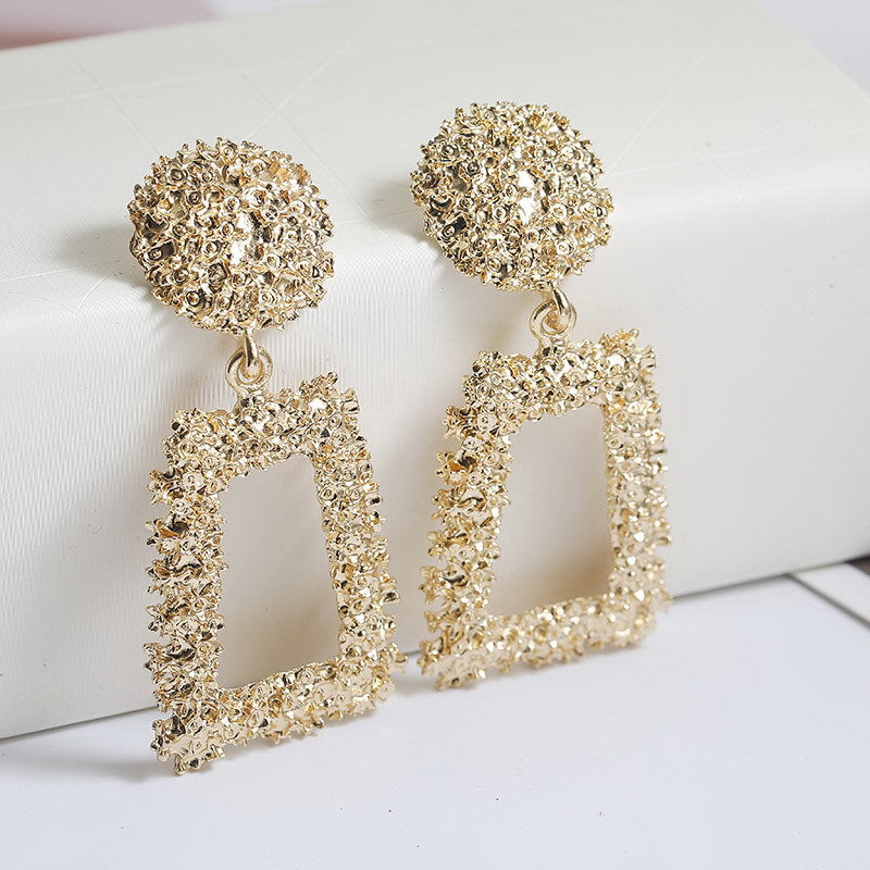 Retro Geometric Metal Circle Earrings Set for Women