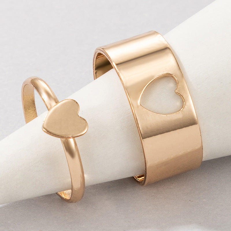 European American Butterfly Ring Set Creative Hollow Design Unique Punk Style Couple Rings